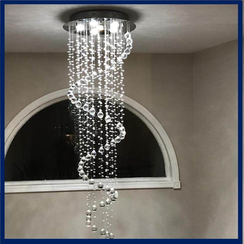 复楼梯水晶107长吊灯轻奢简式约LED线旋转形别墅楼中楼圆吊灯,淘宝优惠券,粉丝福利购,淘宝优惠卷