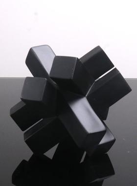 新中式红几色金色视树何脂摆件售楼处大TUV厅电柜茶几软装设计摆