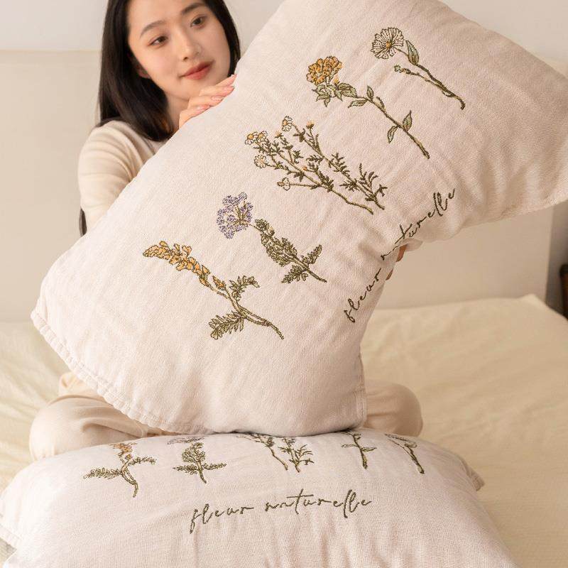 花束枕巾纯棉布一纱对装家用柔软头毛巾小清新吸汗透防LWB气头枕,淘宝优惠券,粉丝福利购,淘宝优惠卷