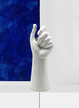 白手臂花瓶家居色脂摆件客厅花1创插意客厅电视柜干花插花装饰树