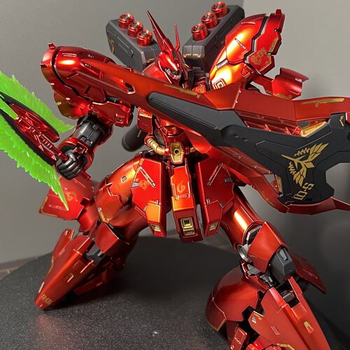 高高模型rg机械彩透电镀沙扎比 1/144国产机甲拼装模型带水帖支架 - 图1