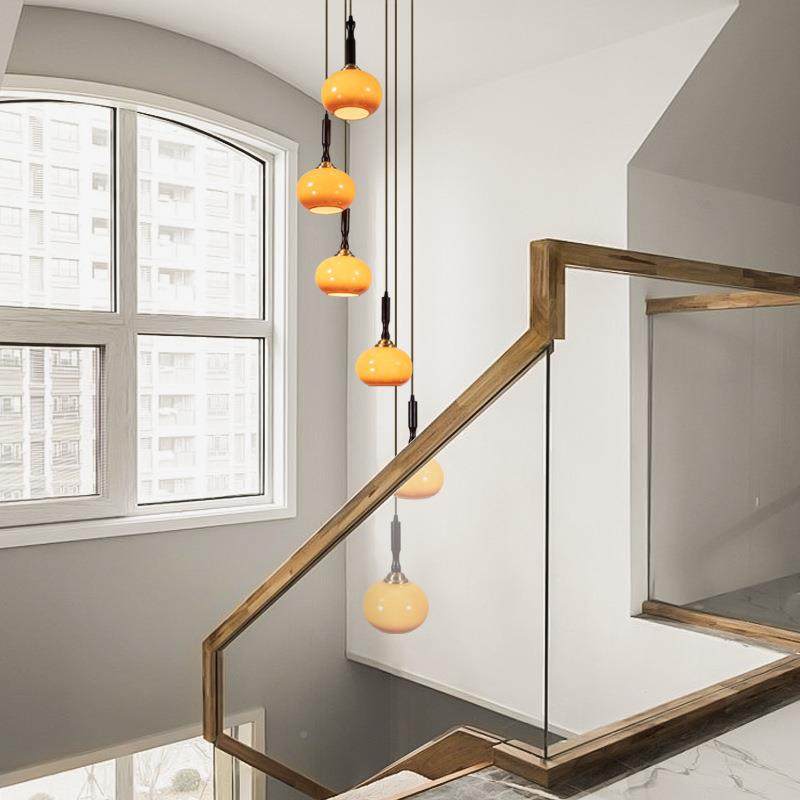 日t式中别古风复实木楼梯长吊灯复式96楼民古宿墅客厅挑空旋转lof,淘宝优惠券,粉丝福利购,淘宝优惠卷