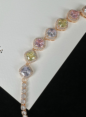 新款欧美风格时尚潮人跨境配饰女士创意款手环简约铜锆石手链