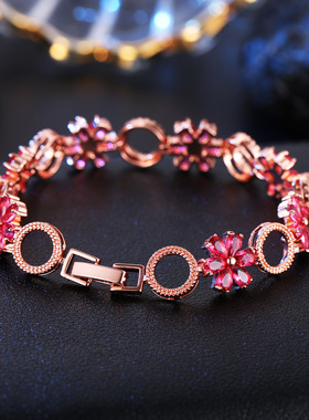 雪花水晶锆石手链女款韩版时尚甜美多层饰品生日礼物首饰复古风