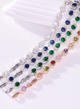 时尚锆石铜手链现货 铜质底座镶嵌锆石 厂家直售可