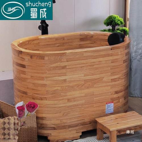 蜀成加高深桶浴缸泡澡木桶小无品牌/户型家浴用泡澡桶木坐成人式 - 图1