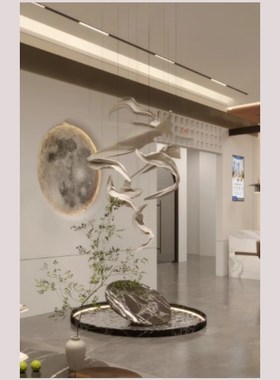 软装水滴海浪银色鱼群吊饰雕塑玻璃钢酒店大堂客厅天花吊顶装置