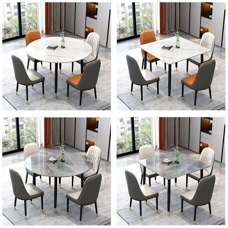 小板正方/圆岩形餐桌餐FBC形椅组合户型简约现代家用餐厅 - 图2