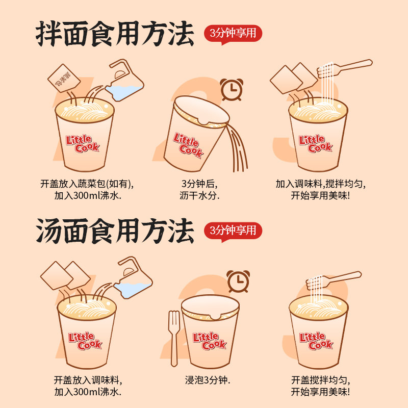 小厨师进口泡面冬阴功味火山排骨汤面咸蛋黄拌面方便面7/10/12杯