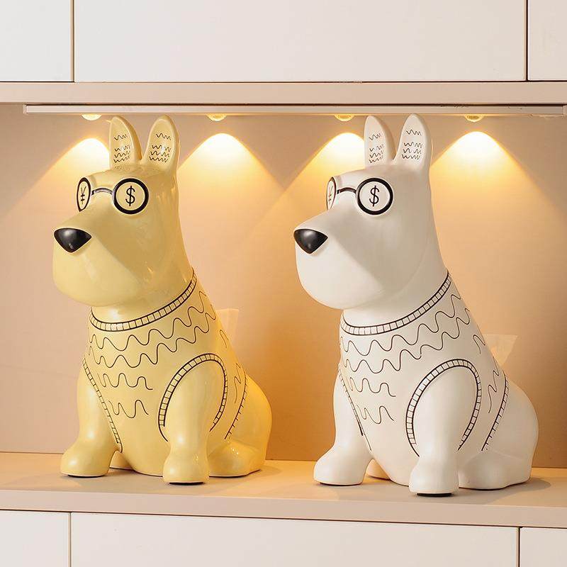 新品创意陶瓷狗狗纸巾盒客厅茶几抽纸盒收纳轻奢家居摆件装饰品,淘宝优惠券,粉丝福利购,淘宝优惠卷