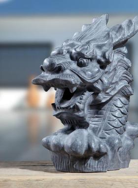 鱼雕池流水口石石头吐鱼池观庭院庙宇pqbmkmrc景户外园林造家用古