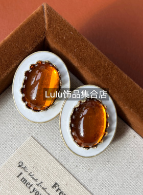 中古vintage复古华丽风格多层浅蓝色山茶花串珠耳夹