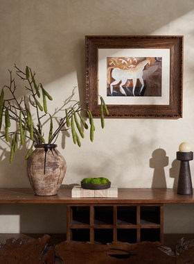 原木风摆件黑色复古烛台民宿度假村酒店软装搭配设计格调装饰花瓶