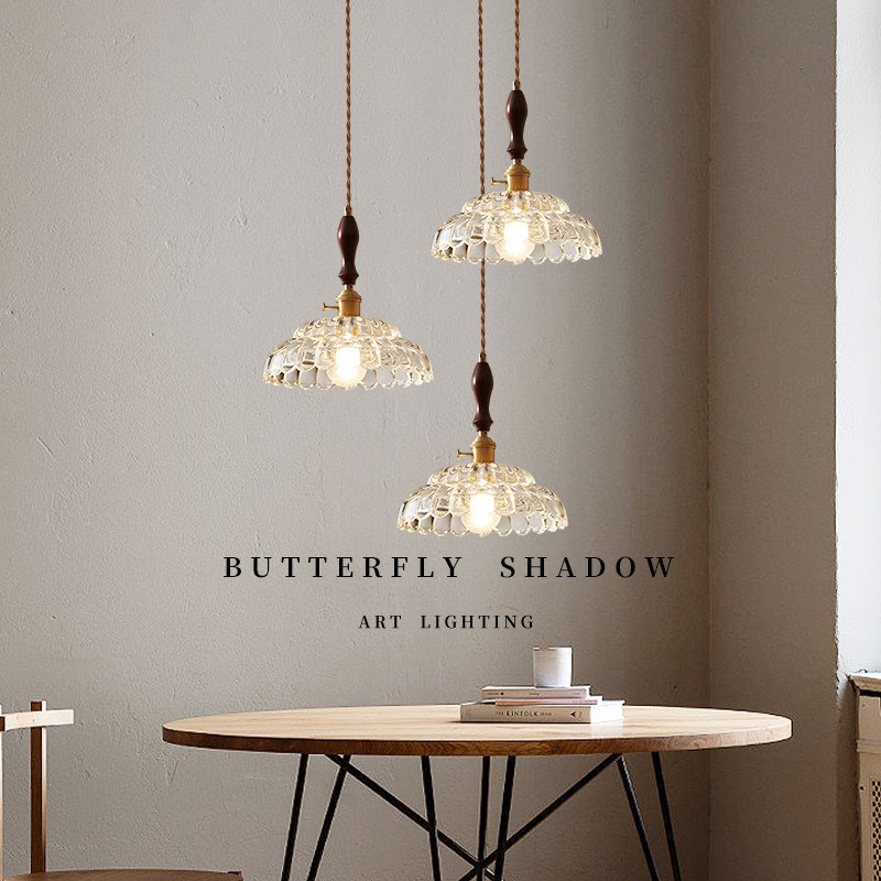 法式 田园风 餐厅 吊灯 三头 混搭 圆盘 玻璃 圆桌灯 日式 民宿灯 - 图1