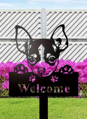 吉娃娃纪念金属地插Temu热卖金属庭院装饰Custom装饰艺术品金属