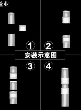 PVC排水管快速抢修补漏直接头配件无台阶直接无档圈中间直通直接