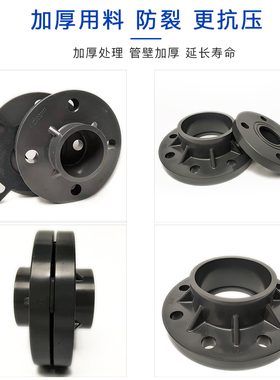 UPVC塑料化工法兰盘管配件给水一体深灰色单片式法兰片25mm 63mm