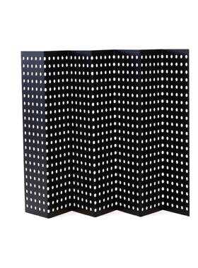 新中式屏风件色折叠黑镂空样金属网片软装板房摆售楼处饰品B0472