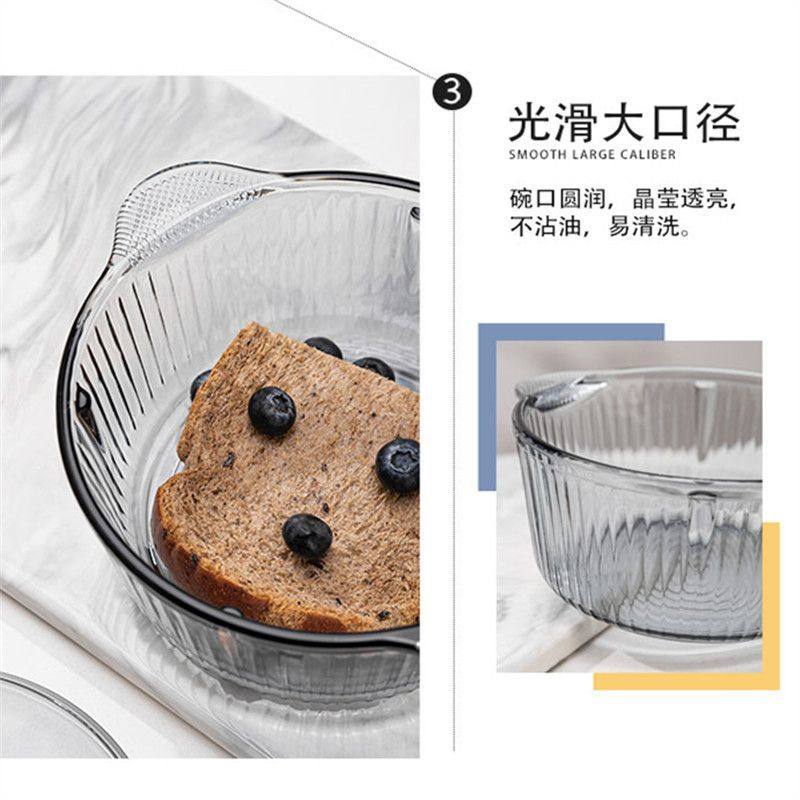 烟灰色玻璃煲带盖汤碗ins风家用耐热防烫沙拉碗玻璃碗双耳泡面碗*,淘宝优惠券,粉丝福利购,淘宝优惠卷