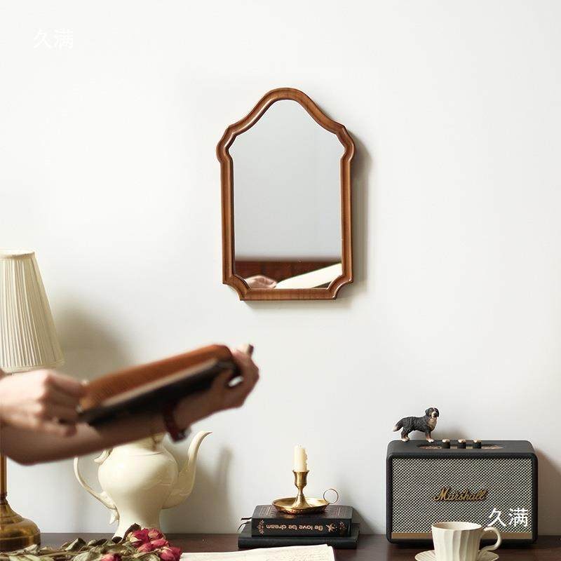 美式镜复古子梳妆桌面卧室实木框化妆中古壁挂镜异形台625墙面浴,淘宝优惠券,粉丝福利购,淘宝优惠卷