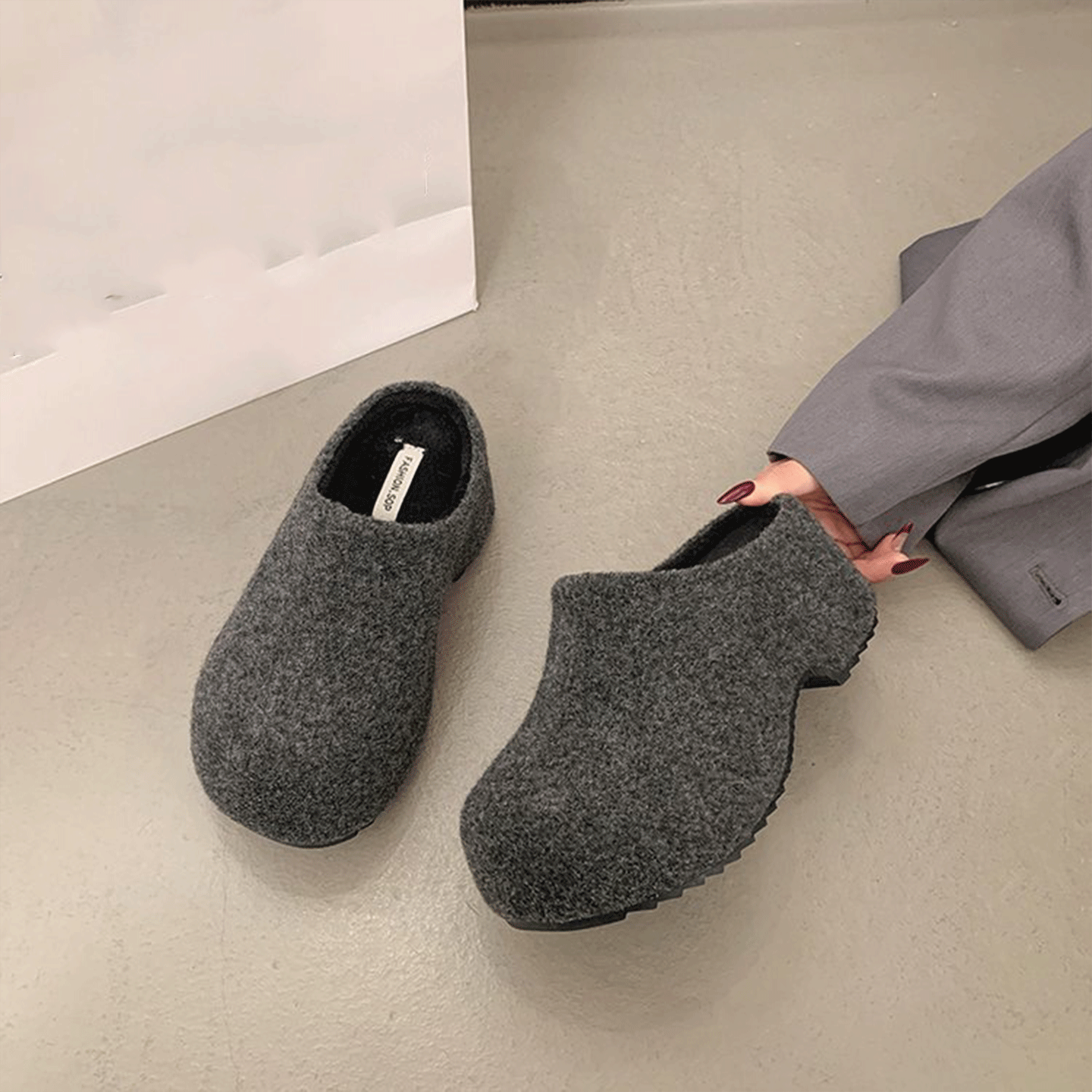 厚底增高勃肯鞋女包头拖鞋懒人一脚蹬保暖毛毛鞋外穿复古加绒单鞋,淘宝优惠券,粉丝福利购,淘宝优惠卷