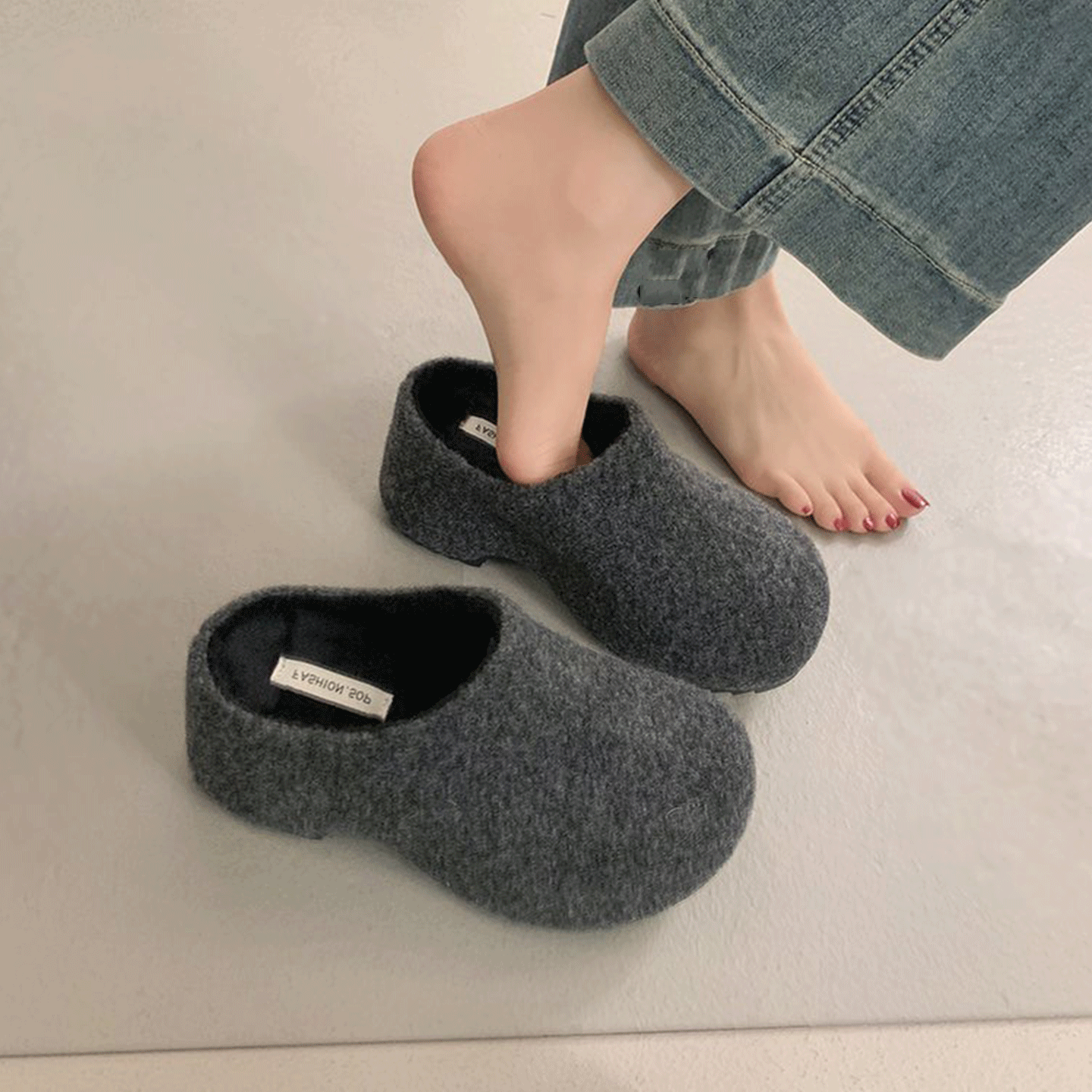 厚底增高勃肯鞋女包头拖鞋懒人一脚蹬保暖毛毛鞋外穿复古加绒单鞋,淘宝优惠券,粉丝福利购,淘宝优惠卷