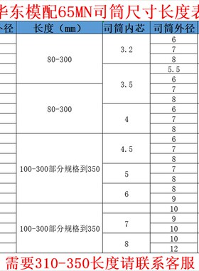 65MN模具司筒顶针推管顶杆司筒针顶管空心内径8*10/12 内径7*10