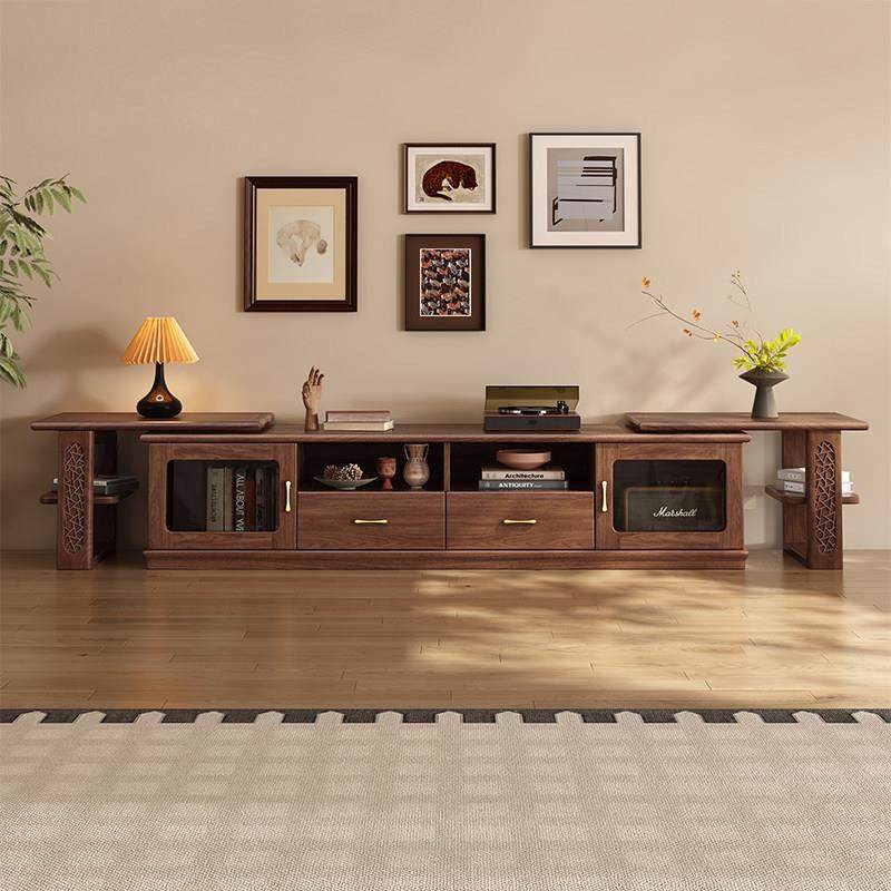 黑胡桃木电视柜现代简约实木客厅收纳柜家用小户型茶几电视柜组合,淘宝优惠券,粉丝福利购,淘宝优惠卷