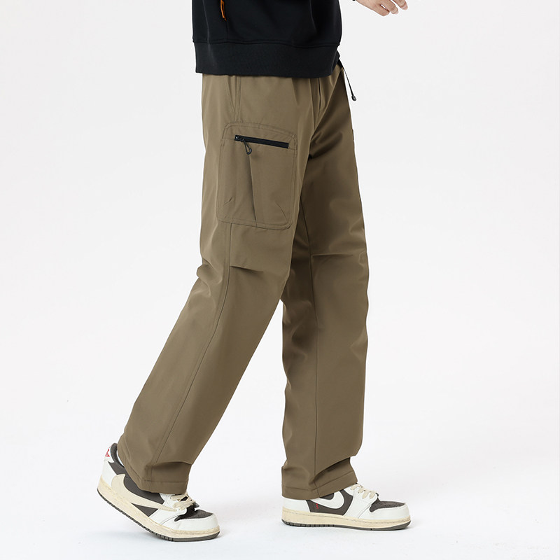 雪中飞休闲裤男款秋冬抽绳松紧腰直筒裤子男加绒加厚保暖运动男裤