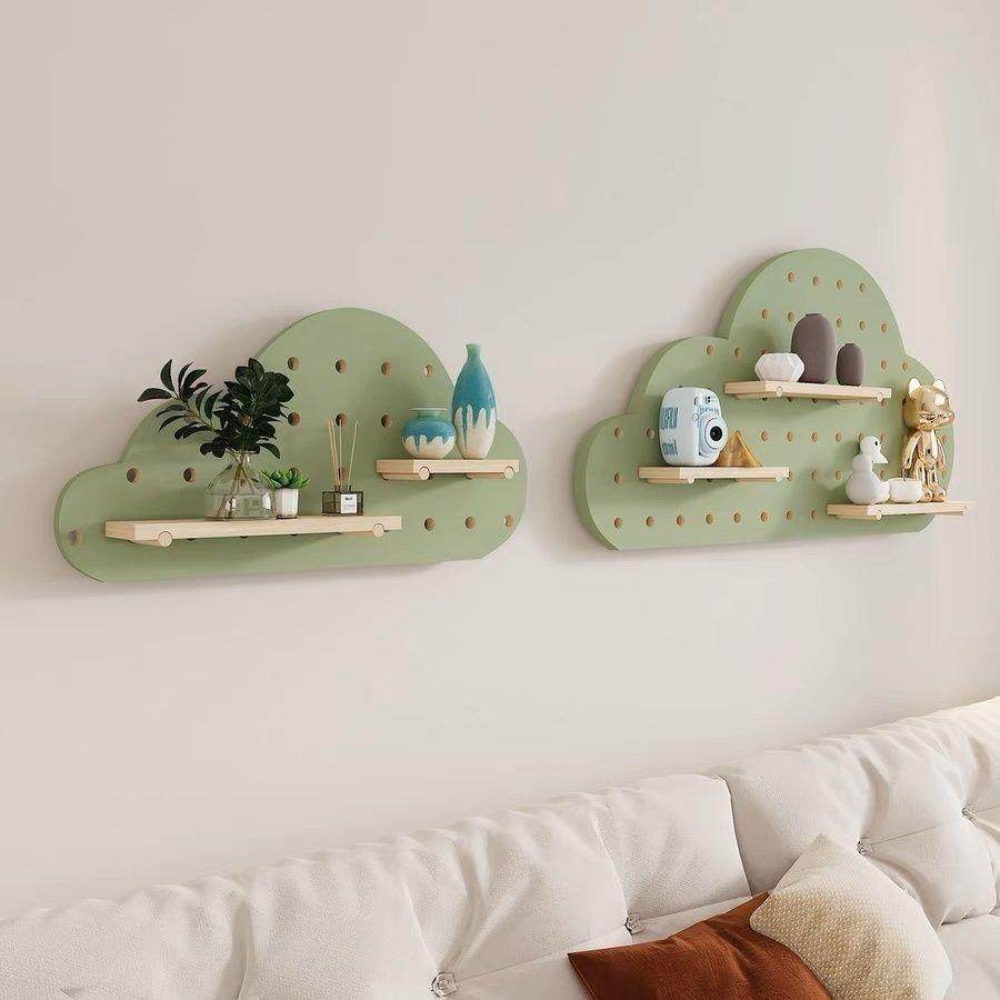 洞板半圆形洞云朵玄关墙墙面置物架SRW上收实木挂板入户隔板纳架,淘宝优惠券,粉丝福利购,淘宝优惠卷