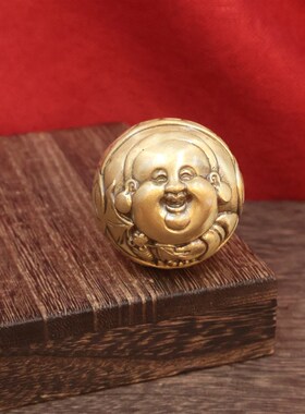 黄铜财神爷手球实心手把件文玩健身球手盘球手玩球手把件创意礼品