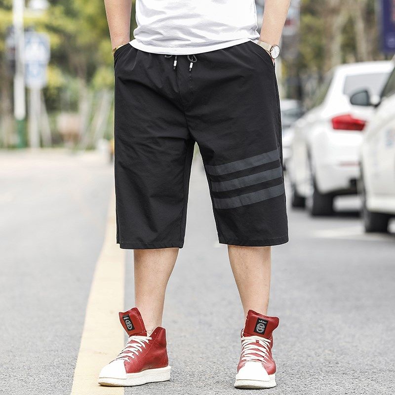 冰丝加肥加大码休闲短裤男七分裤直筒宽松夏季五分运动中裤潮胖子,淘宝优惠券,粉丝福利购,淘宝优惠卷