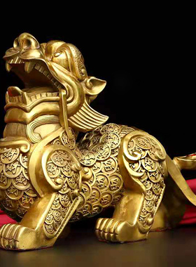 铜貔貅招財摆件一对纯铜貔恘皮丘家用鎭宅店铺办公室聚財开业礼品