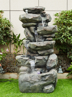 欧式仿石假山流水生财喷泉摆件户外阳台花园庭院循环水池落地景观