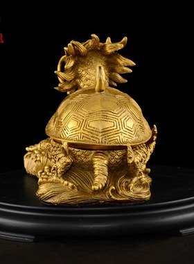 铜龙龟摆件黄铜开盖龙头龟铜制龙龟客厅办公室龙龟工艺品摆设大号