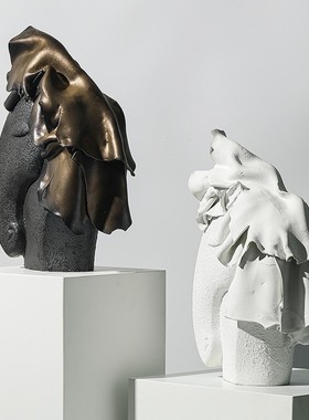 陶瓷马头雕塑摆件陶瓷抽象艺术摆件装饰品板房售楼处酒店大堂会所