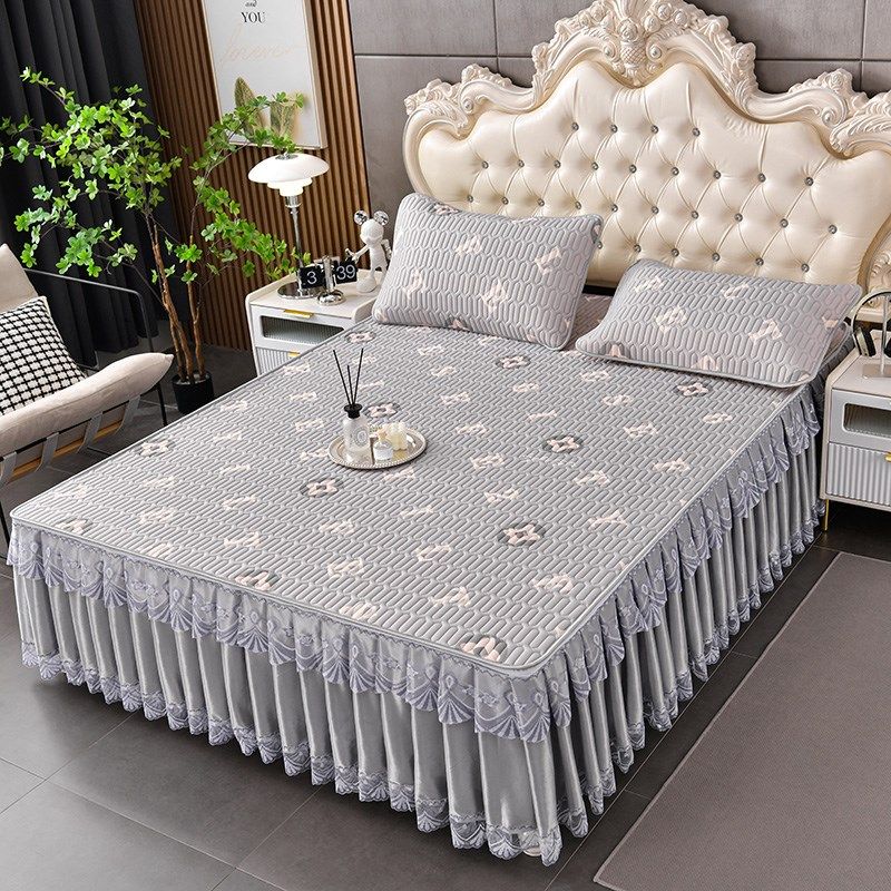 2024新款天然乳胶凉席三件套夏季冰丝席床裙可机洗折叠床笠床垫罩,淘宝优惠券,粉丝福利购,淘宝优惠卷