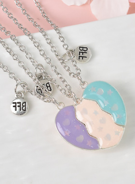 闺蜜信物儿童三人磁吸项链手链2026新款爆款姐妹毕业礼物学生吊坠