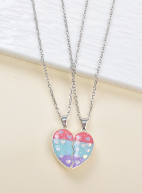 磁铁相吸一对二人闺蜜项链磁吸套装2026新款一人一半友谊学生手链