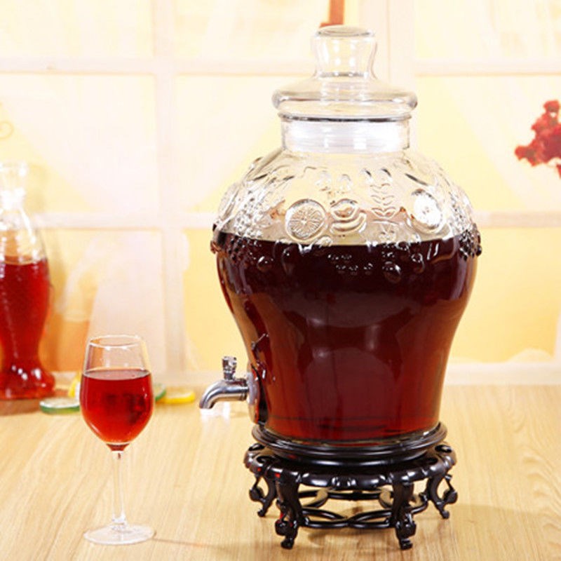 Special 10kg 2t0 wine glass bottle for soaking wine, ginseng soaking wine bottle, high-end sealed and thickened wine jar, wine with faucet