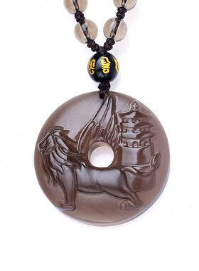 飞狮镇塔吊坠2024龙年属羊人吉祥物黑曜石生肖羊转运保平安珠男女