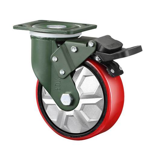 YTOP卓烨锰钢2脚轮2G重型4/5平//无品牌/8寸面6铁芯PU万向轮刹车 - 图2