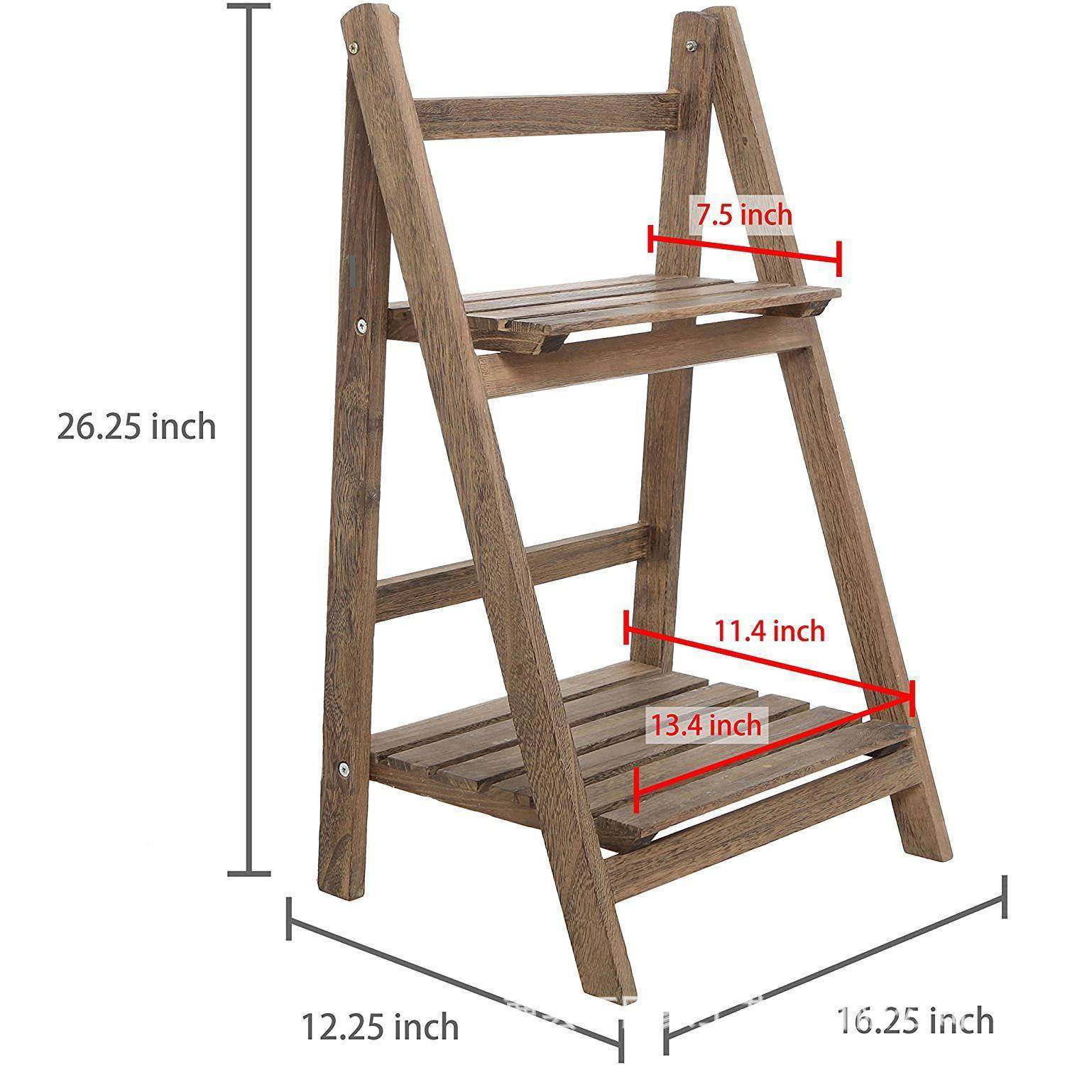 内复古室实木花架地式两层置物架阳台质花盆收纳置QJ-01011架客厅,淘宝优惠券,粉丝福利购,淘宝优惠卷