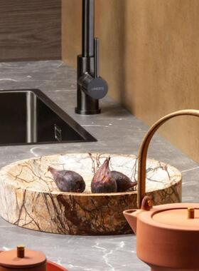 代现式极简装NYN大理石鸟窝浅滩几何摆件茶室书房桌面家居饰品意