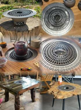 老式火烤罐炉炉碳炉铸铁炭炉煮围茶茶炉嵌入式炭炉木炭烧烤炉Fhhw