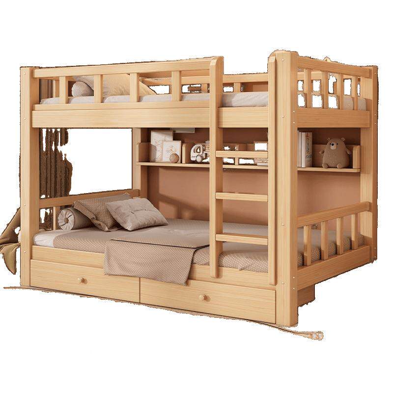 实子木双层床成人两层高BBS低床人床小户床型儿童床上下铺双木床 - 图3