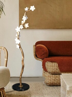 中式禅意全铜落地灯中古侘寂风茶室沙发卧室床头柜立式台灯氛围灯