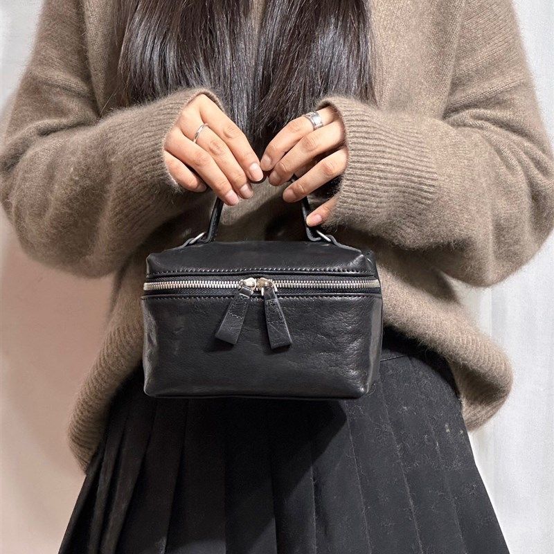 欧货包包女2023新款复古牛皮手拎小方包高级感小众百搭单肩斜挎包,淘宝优惠券,粉丝福利购,淘宝优惠卷