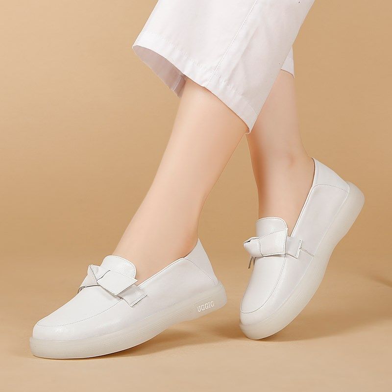 2023新款真皮小白鞋女软底防滑牛筋底休闲百搭套脚护士鞋平底板鞋,淘宝优惠券,粉丝福利购,淘宝优惠卷