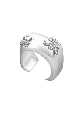 2024春夏新款小众方形开口戒指轻奢小众轻奢简约拉丝可调节指环